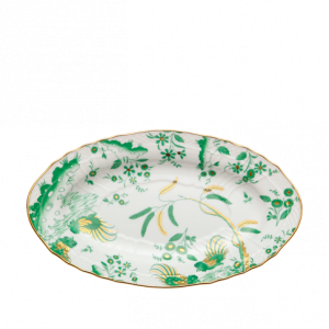 Ginori Oro Di Doccia Green Pickle Dish - 9"